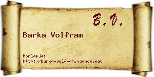 Barka Volfram névjegykártya